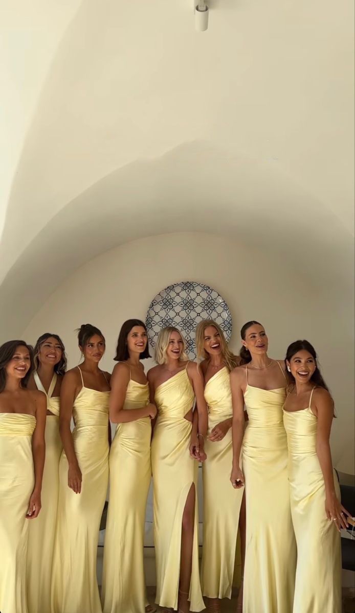 Yellow Bridesmaids Dresses Prom dress satin long dress(There are 4 styles of dresses in the picture) fg4664