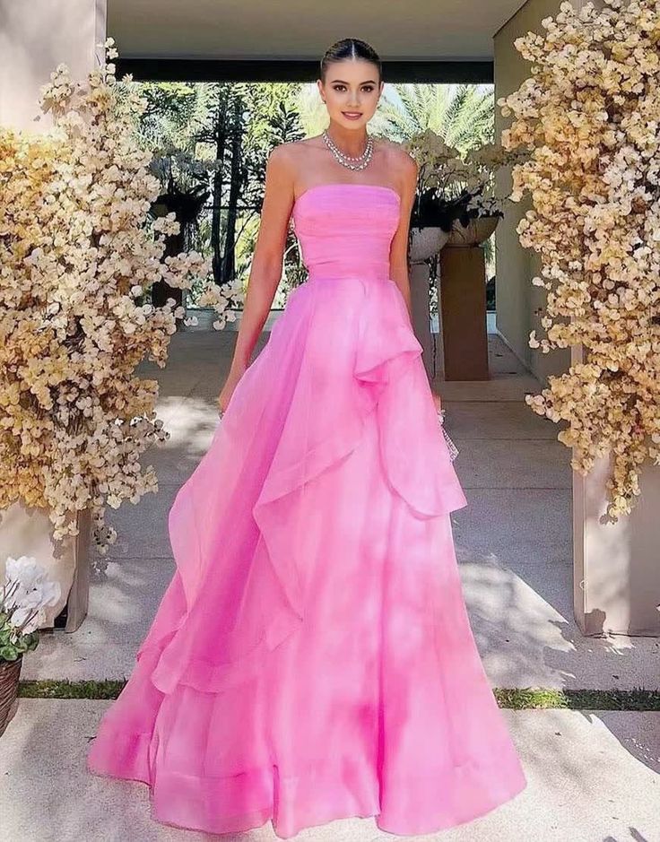 simple pink prom dress,modest evening dresses fg1002
