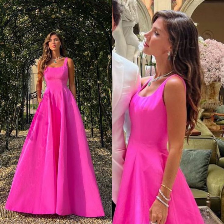Elegant Hot Pink Long Prom Dresses fg2343