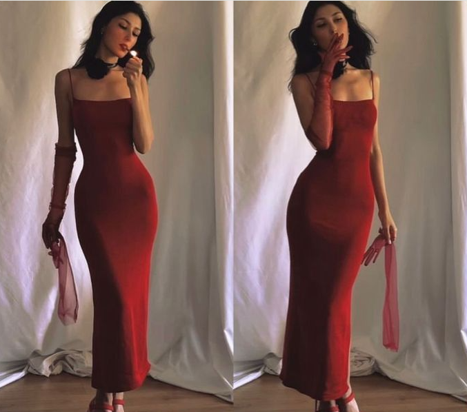 Mermaid Simple Spaghetti Straps New Burgundy Evening Prom Dresses fg6812