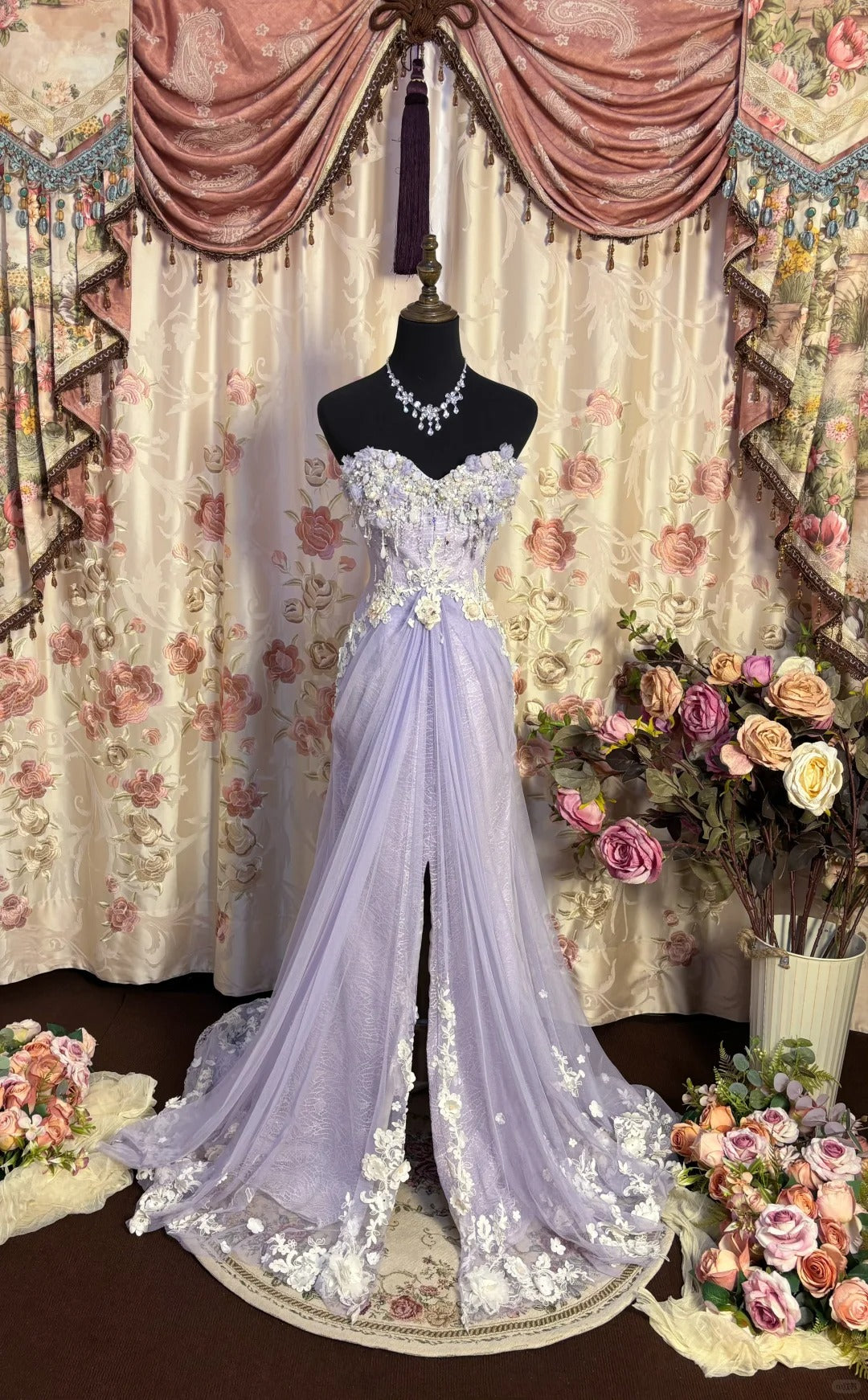 Lilac Strapless Prom Dresses Long Evening Party Dress fg7344