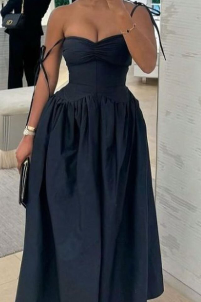 Navy Blue A Line Prom Dress Elegant Evening Party Dress fg7316
