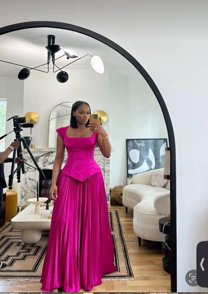 Hot Pink A Line Prom Dress Elegant Evening Party Dress fg7319