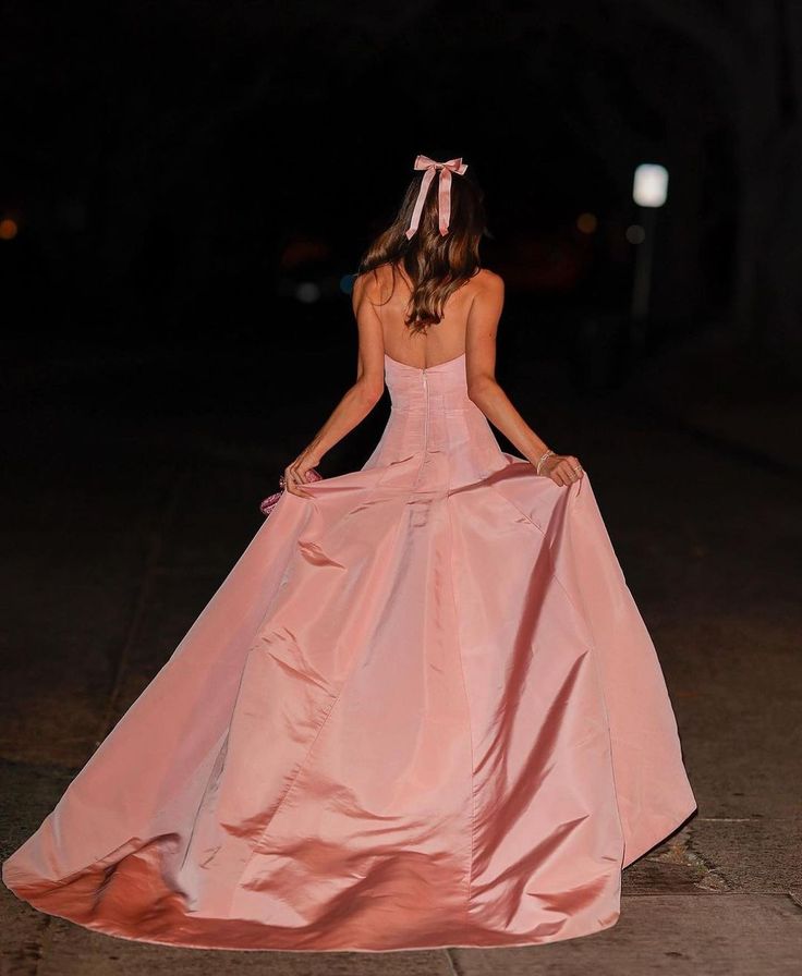A Line Pink Strapless Prom Dress, Elegant Evening Party Dress fg7325