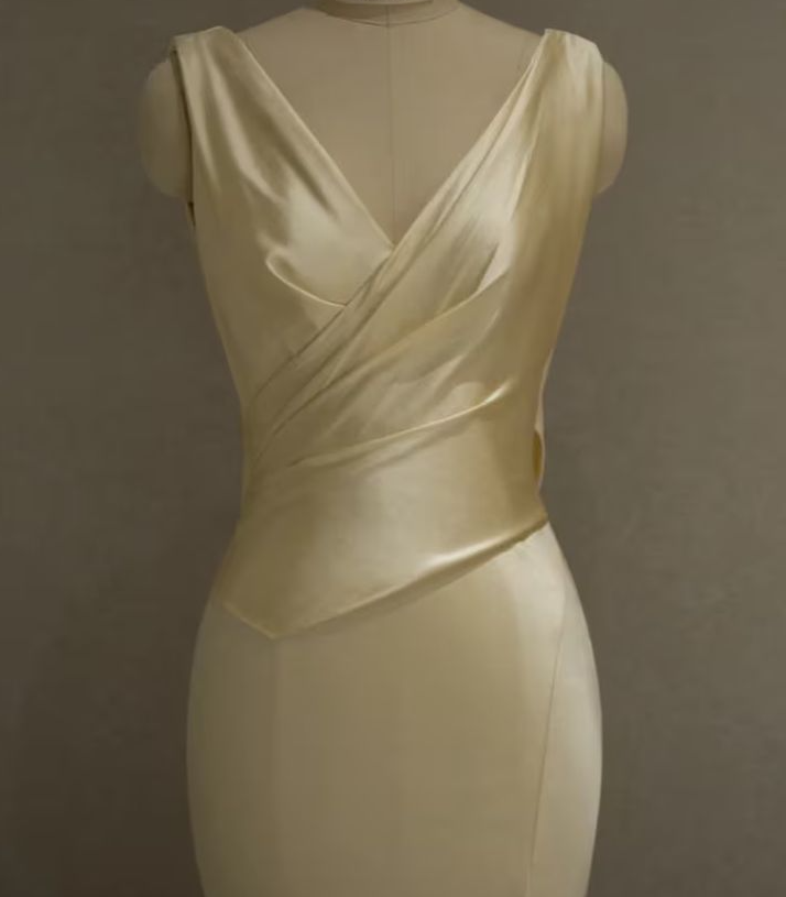 Pastel Yellow Satin Backless Mermaid Long Prom Dress fg6689