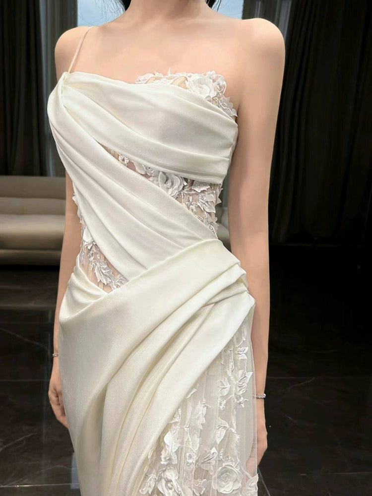White Tulle Lace Long Wedding Dress Princess Bridal Gown fg7388