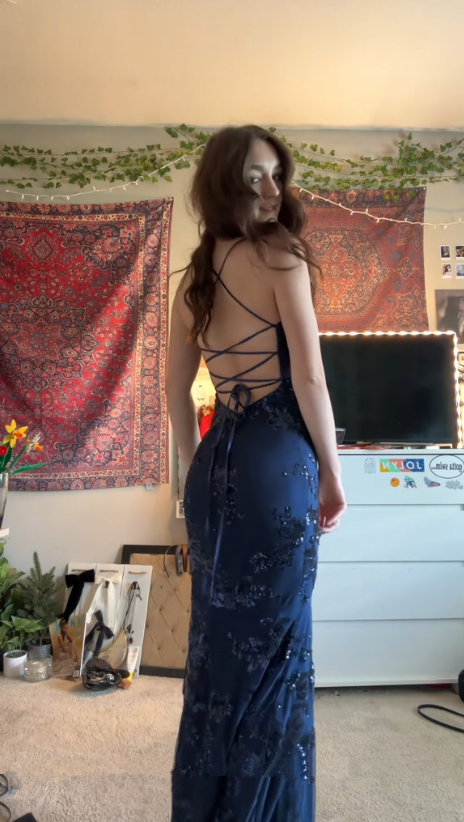 Navy blue vintage prom dress mermaid evening gown fg7298
