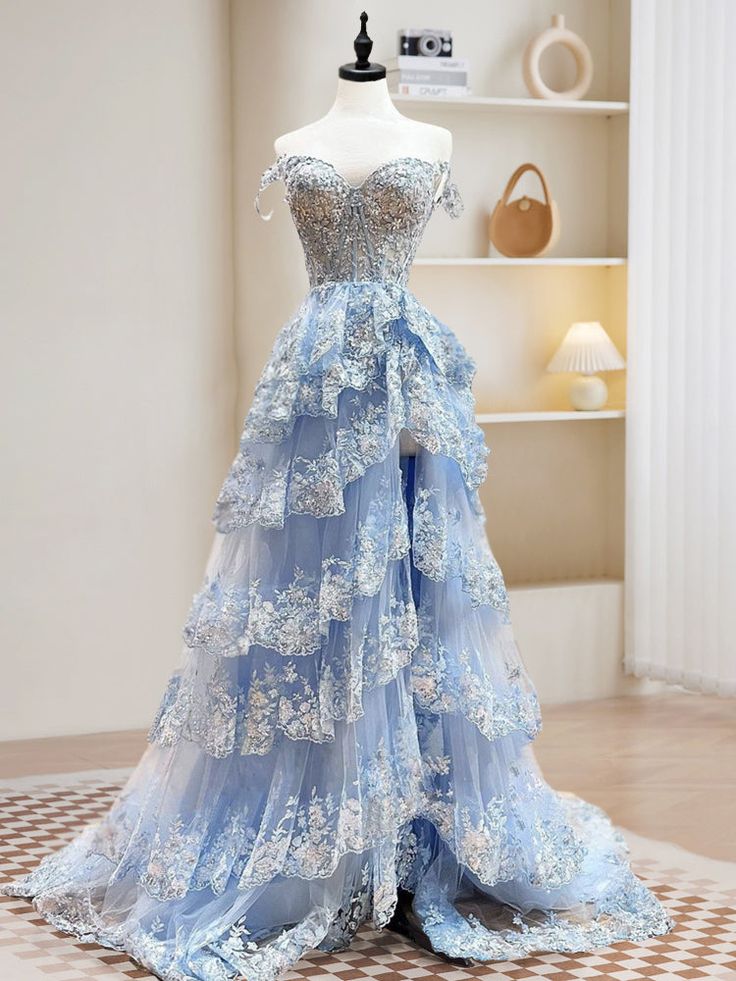 A-Line Tulle Sequin Long Prom Dress, Sequin Long Formal Dress fg6987