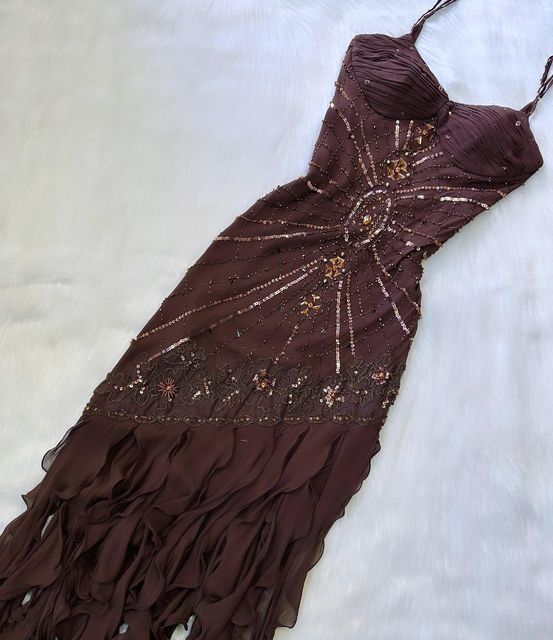 Spaghetti Straps Chiffon Prom Dresses With Beads Long Evening Gowns fg7202