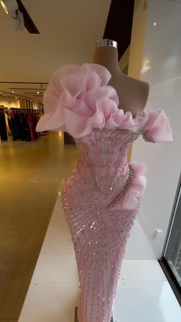 Sparkly Prom Dresses Beaded Crystals Pink Evening Formal Gowns fg7008