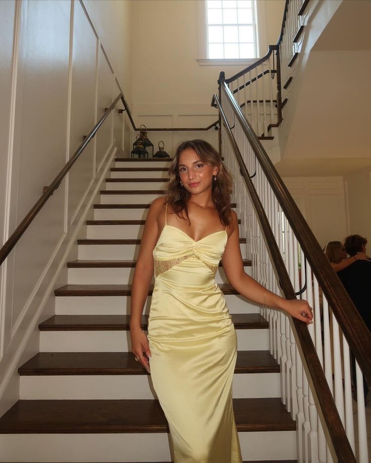 Sexy Yellow Mermaid Spaghetti Straps Long Party Prom Dresses Ideas,Evening Gowns fg6983