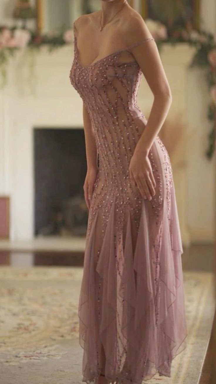 Modest Mermaid V Neckline Pink Chiffon Ruffles Long Party Dress Prom Dresses fg7151