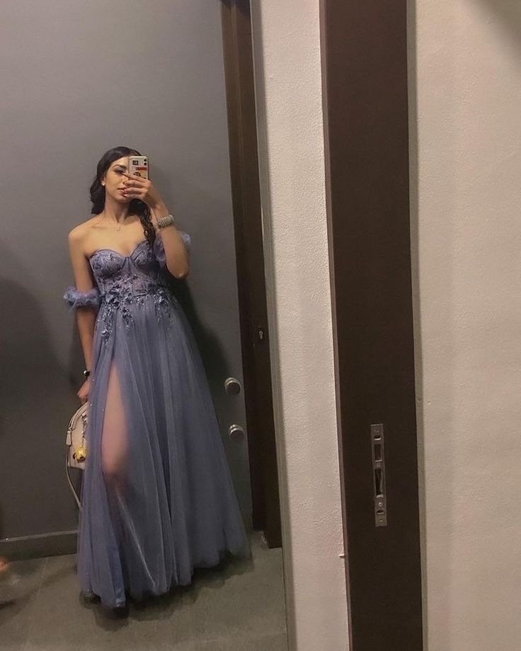 A Line Evening Dress Tulle Long prom dress fg7006
