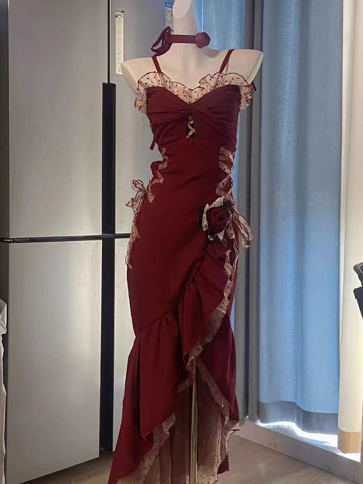 Evening Party Dresses Elegant Mermaid wine red stunning dress fg7175
