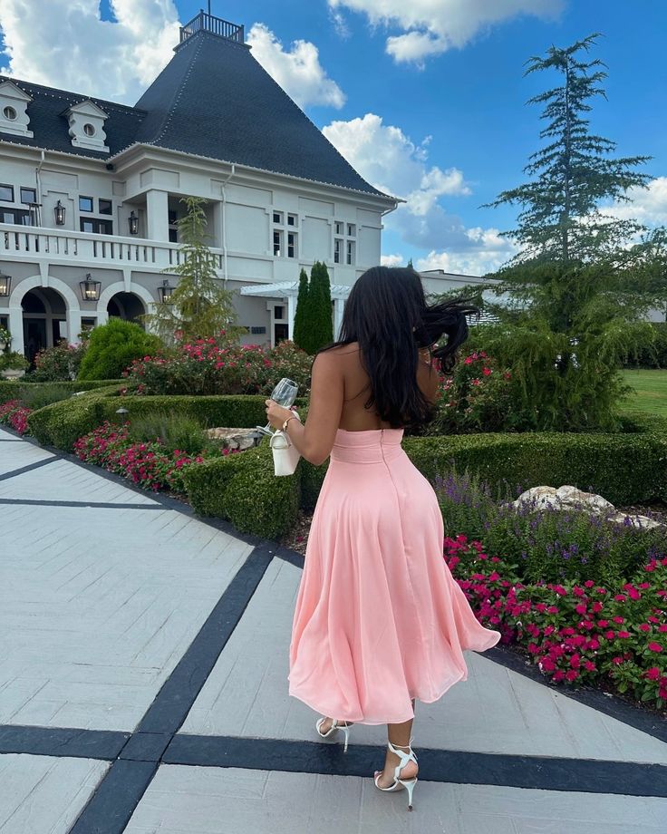 A Line Pink V Neck Evening Dresses Formal Party Dress Prom Gown fg6791