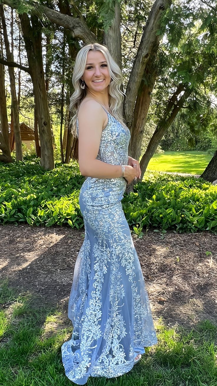 Mermaid Applique Long Formal Prom Dresses fg6978