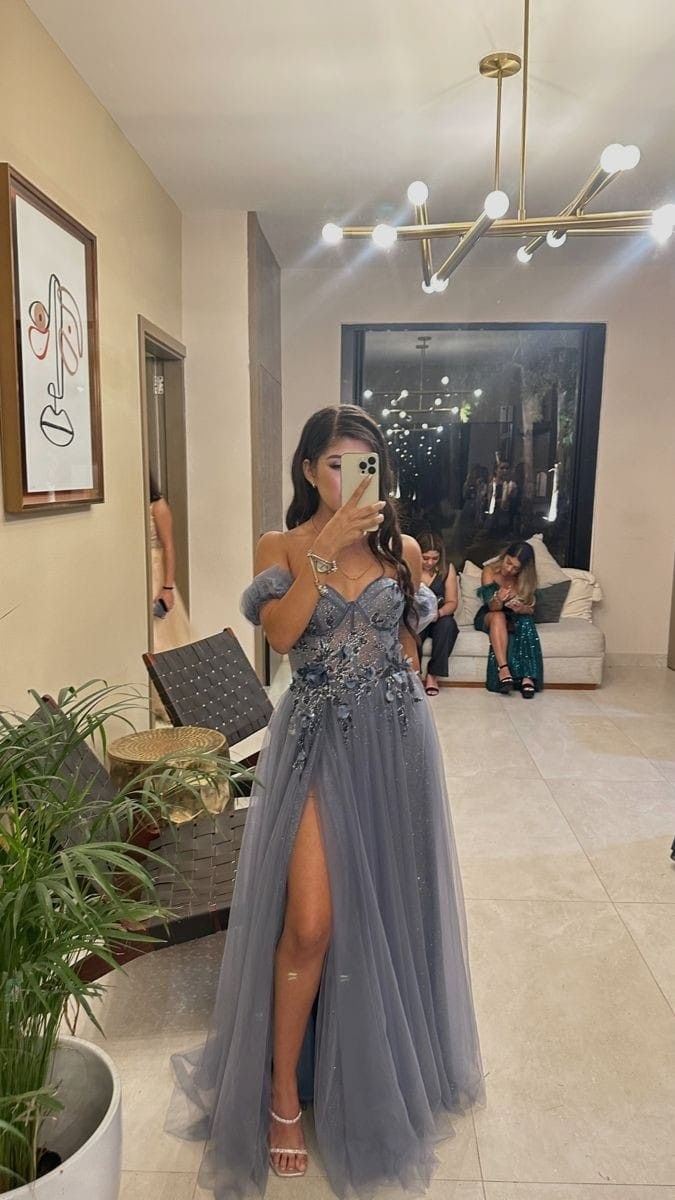 A Line Evening Dress Tulle Long prom dress fg7006