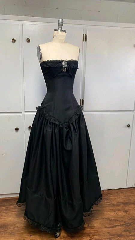 Black Strapless Vintage Formal Long Prom Dress Evening Dress fg7124