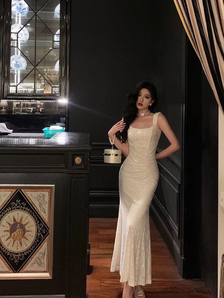 Sexy Mermaid Straps White Lace Prom Dresses Birthday Outfits fg7028