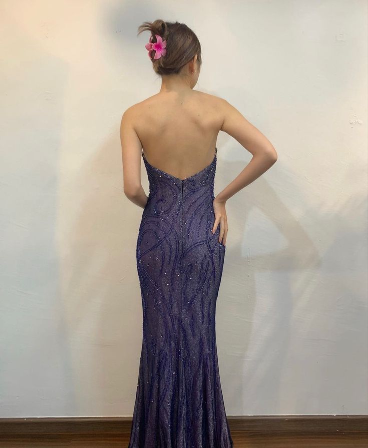 Strapless Mermaid Vintage Party Dress Long Evening Gown fg7158