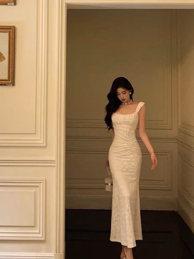 Sexy Mermaid Straps White Lace Prom Dresses Birthday Outfits fg7028