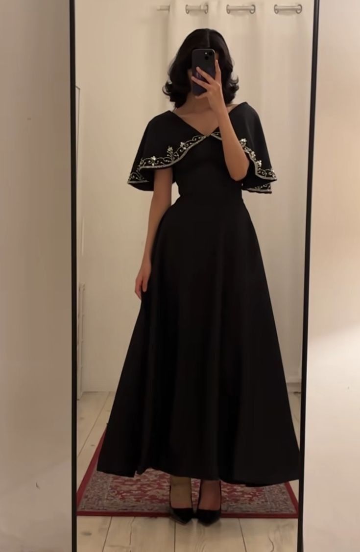 Black A line Long Prom Dress,Black Evening Dress fg7022