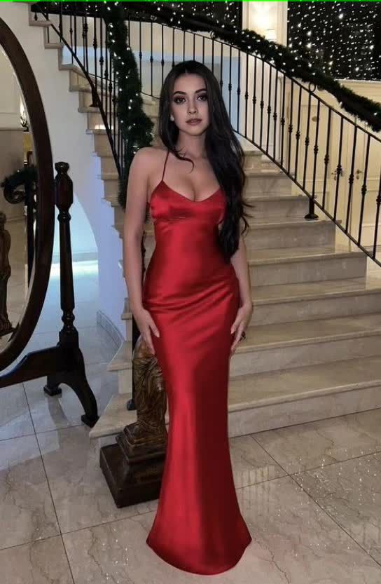 Sexy Red Mermaid Spaghetti Straps Long Party Prom Dresses,Evening Dress fg7032