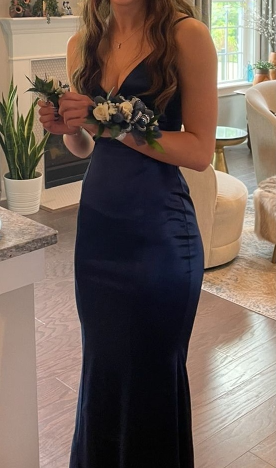 Navy Blue Prom Dress Elegant Evening Party Dress fg7440