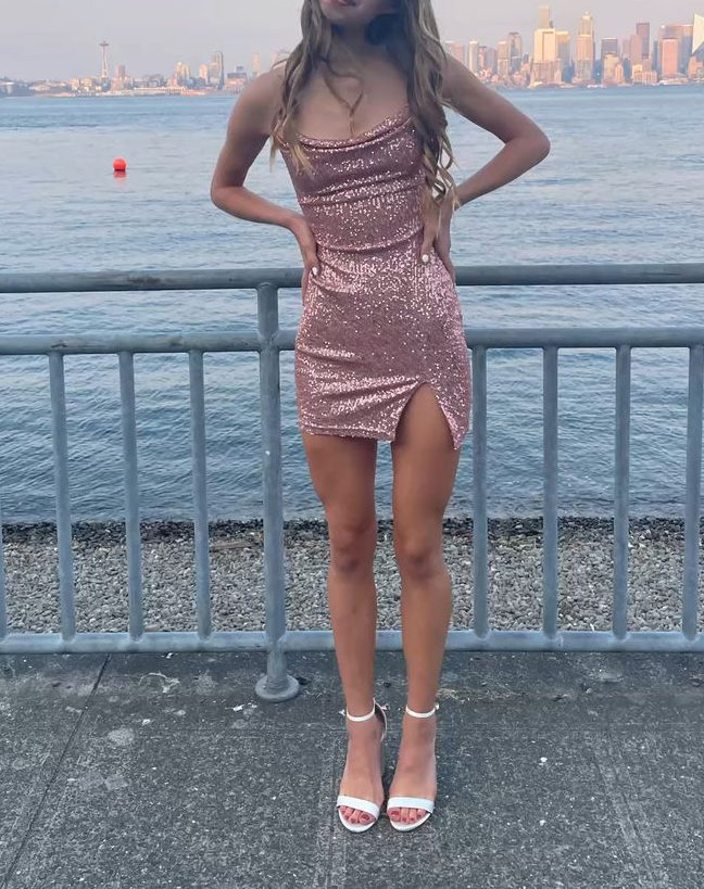 Bodycon Pink Spaghetti Straps Party Dress Homecoming Dresses fg6196