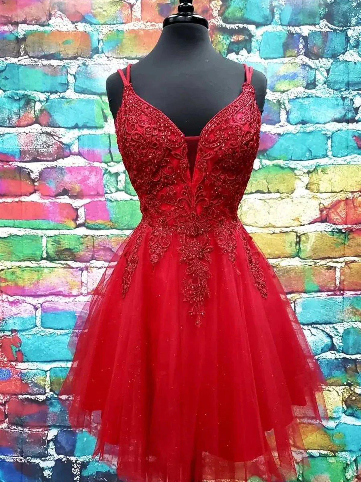 A Line V Neck Short Lace Prom Dresses, Short Formal Homecoming Dresses fg6280