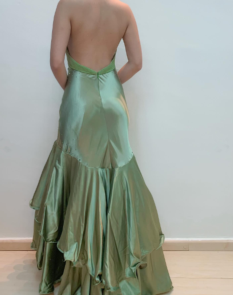 Green Vintage Beaded Long Formal Gown Evening Dress fg6745