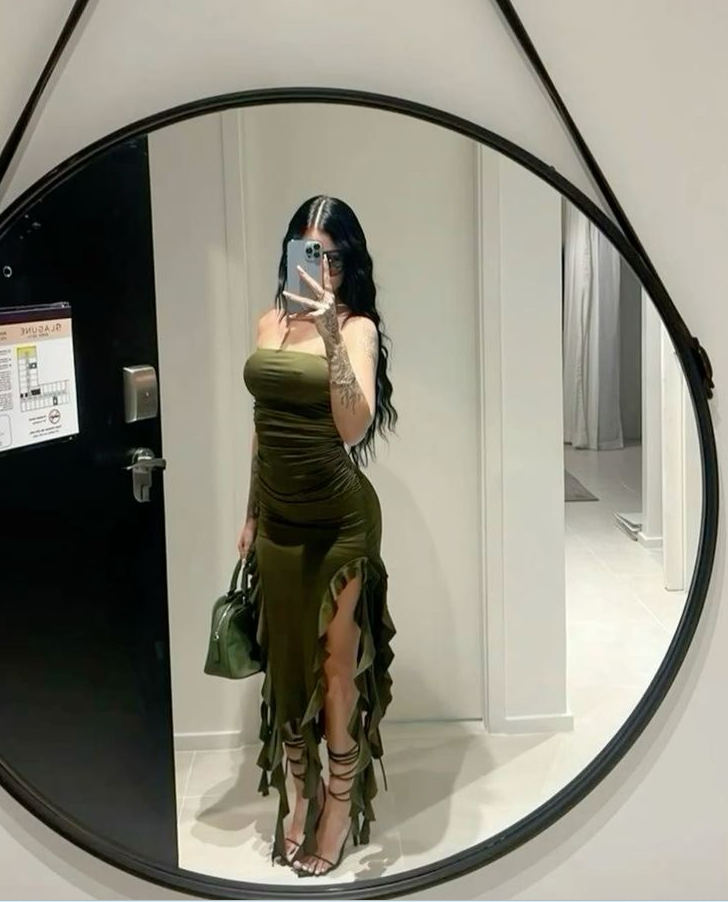 Olive Green Strapless Tight Party Dress prom evening dress fg6620