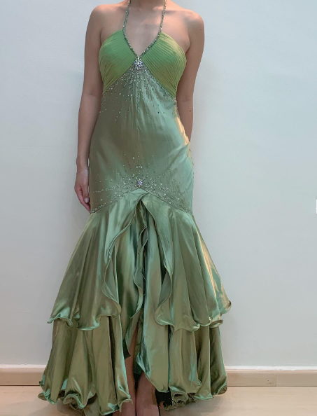 Green Vintage Beaded Long Formal Gown Evening Dress fg6745