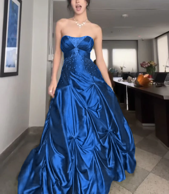 Long Green Satin Sleeveless Party Dress Formal Gown fg5957
