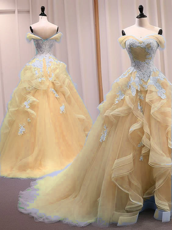 A-Line Sweetheart Neck Off Shoulder Tulle Lace Blue Long Prom Dress, Blue Sweet 16 Dress fg5338
