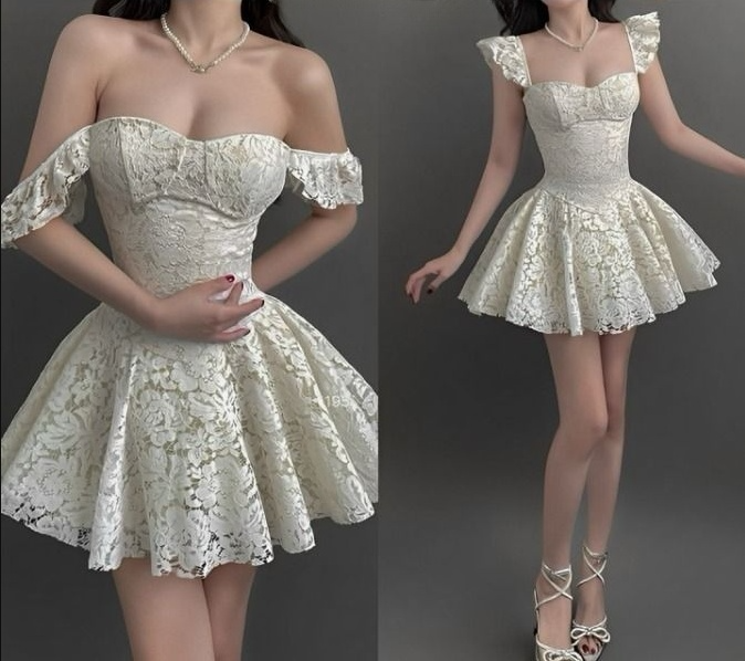 A Line White Lace Off Shoulder Short Evening Dress Cocktail Dresses Short Party Dress fg7881
