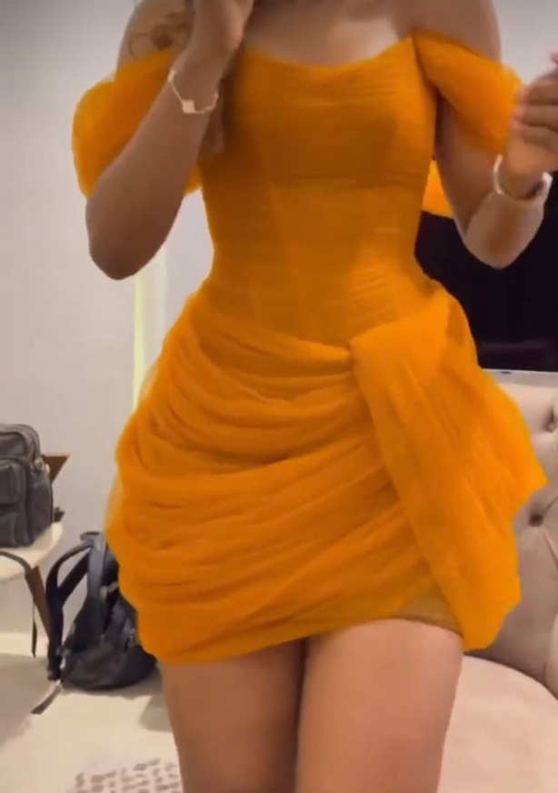 Orange Off Shoulder Short Evening Dress Cocktail Dresses Short Party Dress fg7845