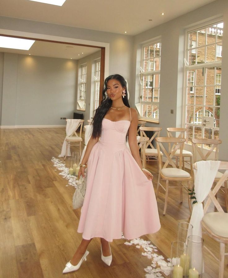 Women's Retro Pink Maxi Dress Sexy Fashion Party Evening Gown fg7266
