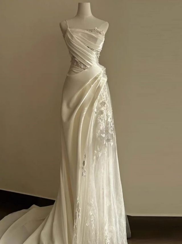 A Line White Birthday Party Dress Lace Wedding Dress fg7279