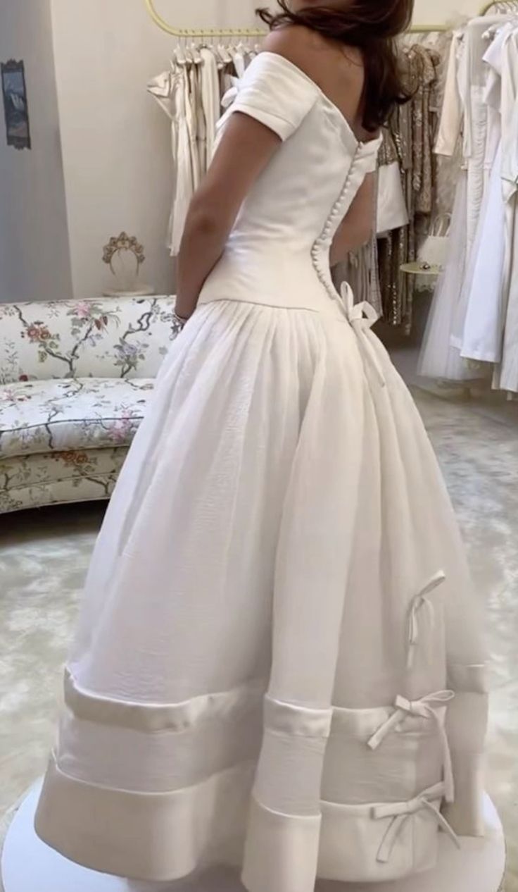 A Line Off Shoulder Long Wedding Dress Simple Bridal Dresses fg7277