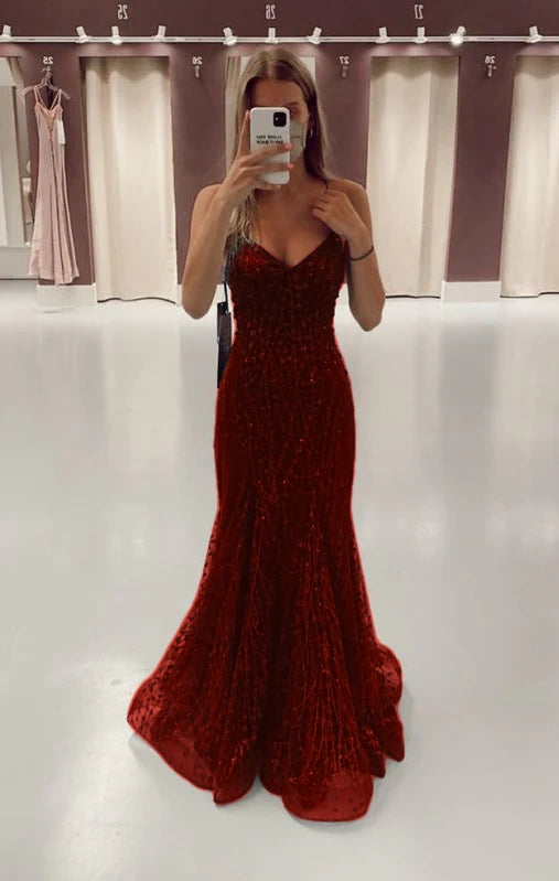 Green Long Mermaid Prom Dresses Formal Evening Gowns fg3165