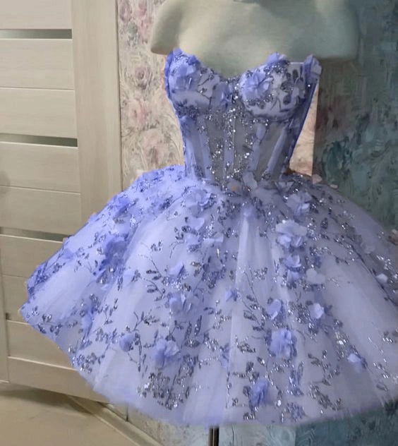 Vintage Short Pink Homecoming Dresses with Flowers fg2508