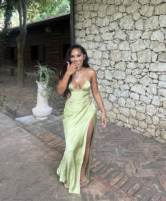 Sexy V-neck Spaghetti Strap Split Side Mermaid Long Prom Dress fg6890