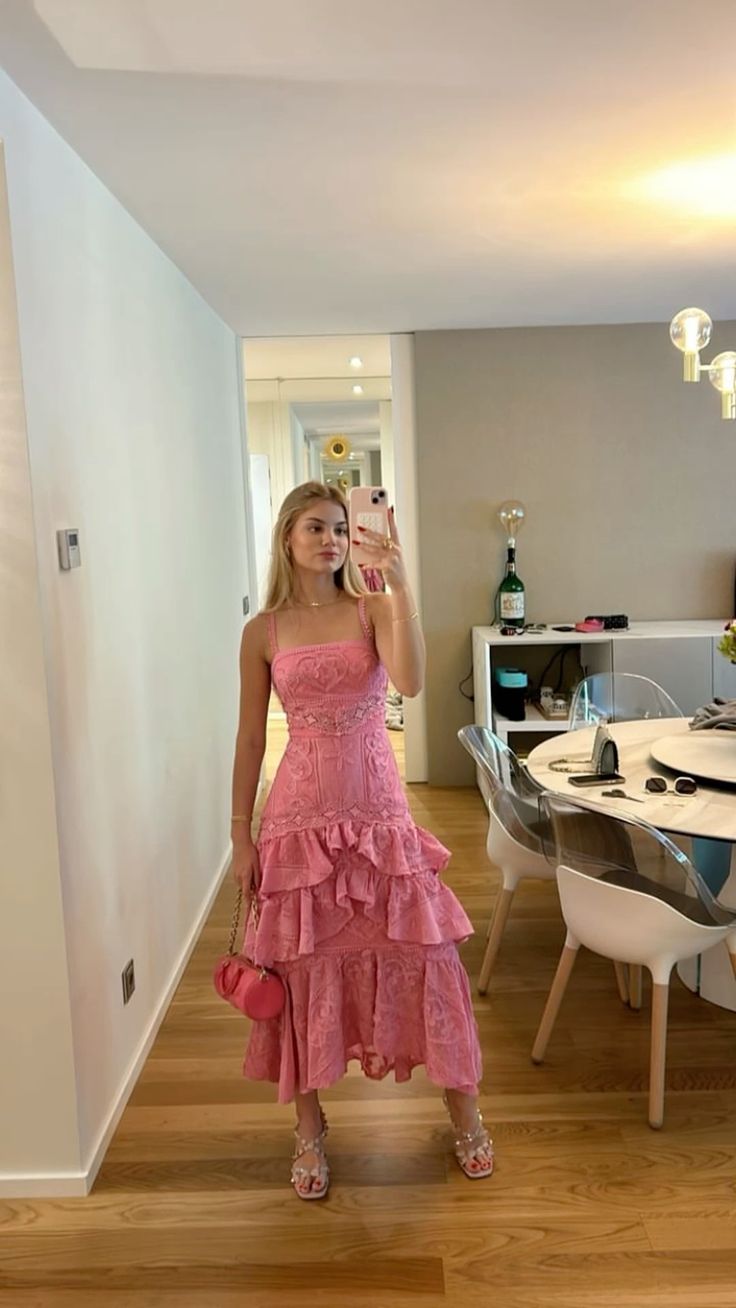 A Line Pink Lace Evening Dress New Fashion Gown fg6864