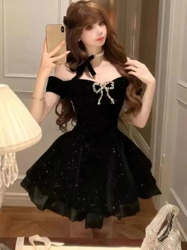 Black Off Shoulder Homecoming Dress Short Party Dress fg7701