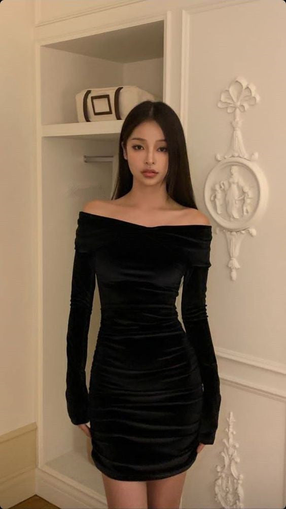 Black Off The Shoulder Homecoming Dress Short Prom Party Gown fg6168