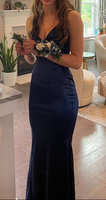 Navy Blue Prom Dress Elegant Evening Party Dress fg7440