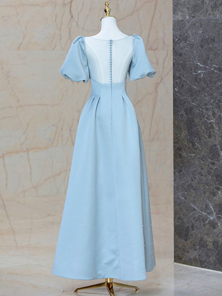 Satin Pearl Long Prom Dress, A-Line Evening Party Dress fg6028