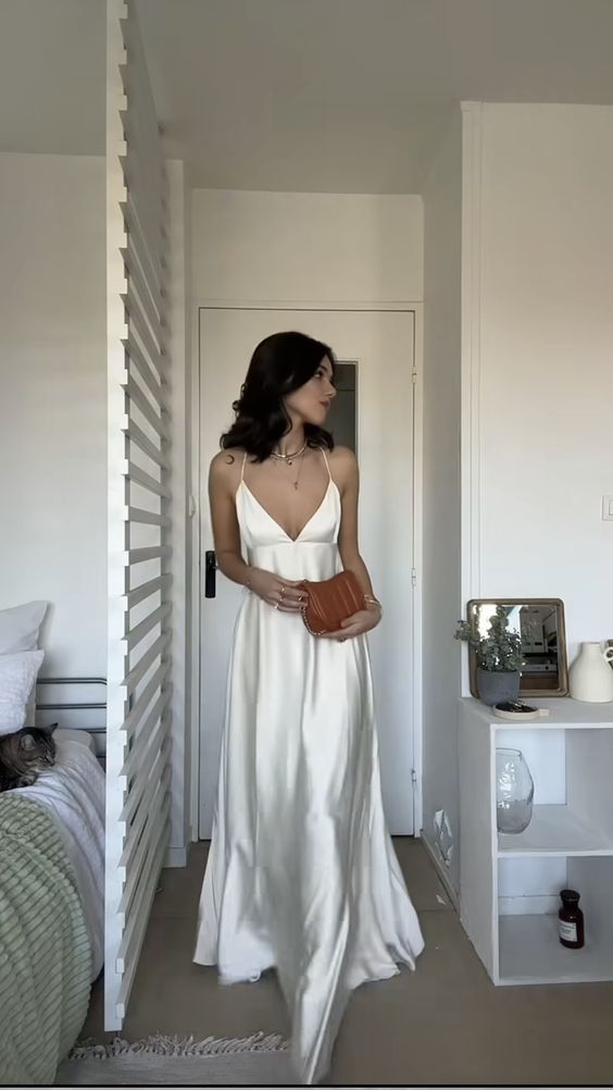 A Line Long Prom Dresses, White Evening Party Dress fg5500