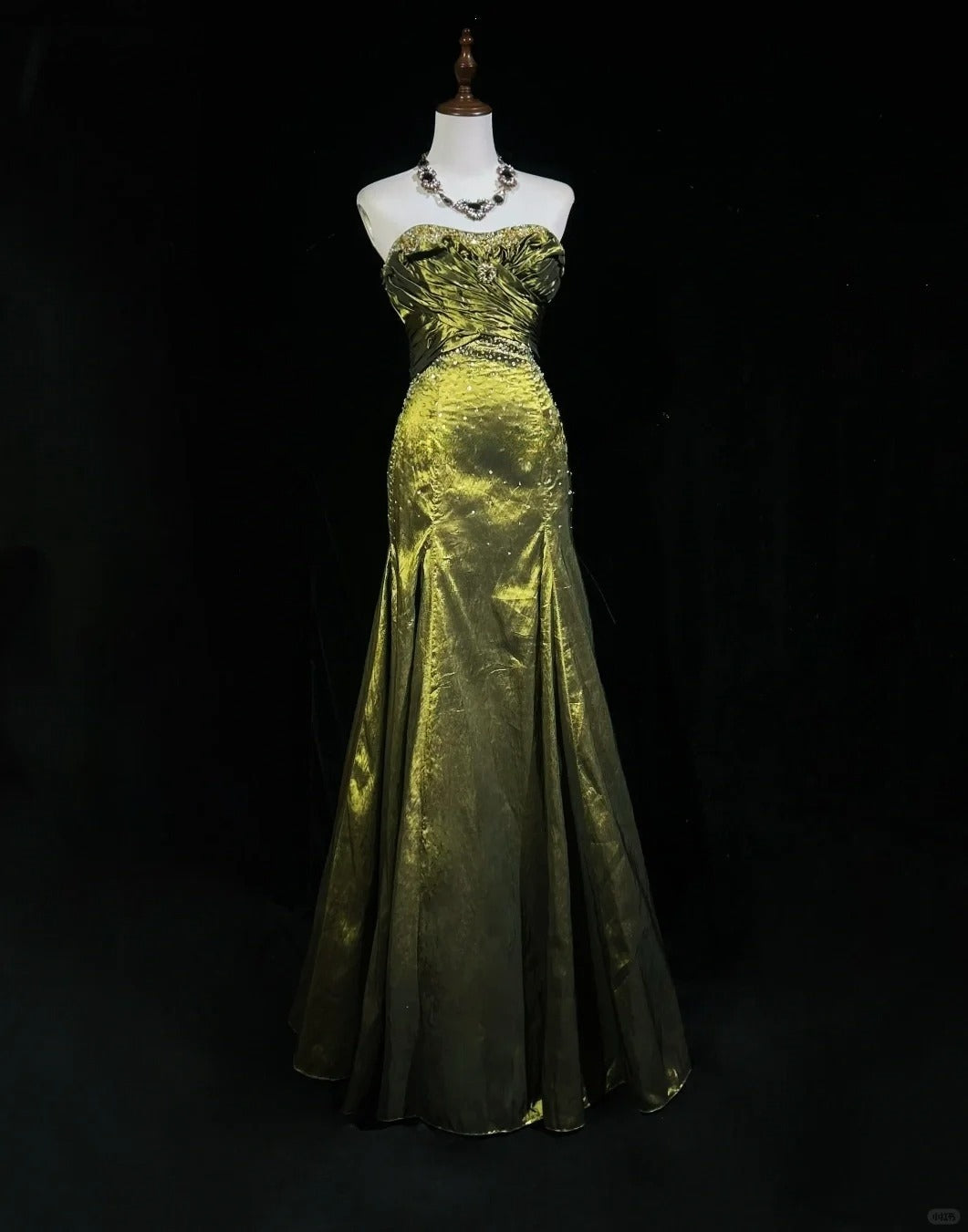 Vintage Green Strapless Long Prom Party Dress Long Evening Dress fg8083
